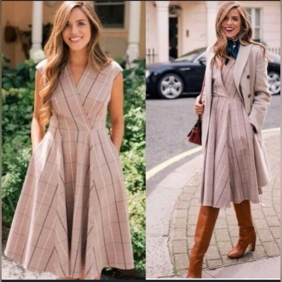 Gal Meets Glam Dresses & Skirts - Gal Meets Glam Eva Windowpane Check Faux Wrap SIze 6